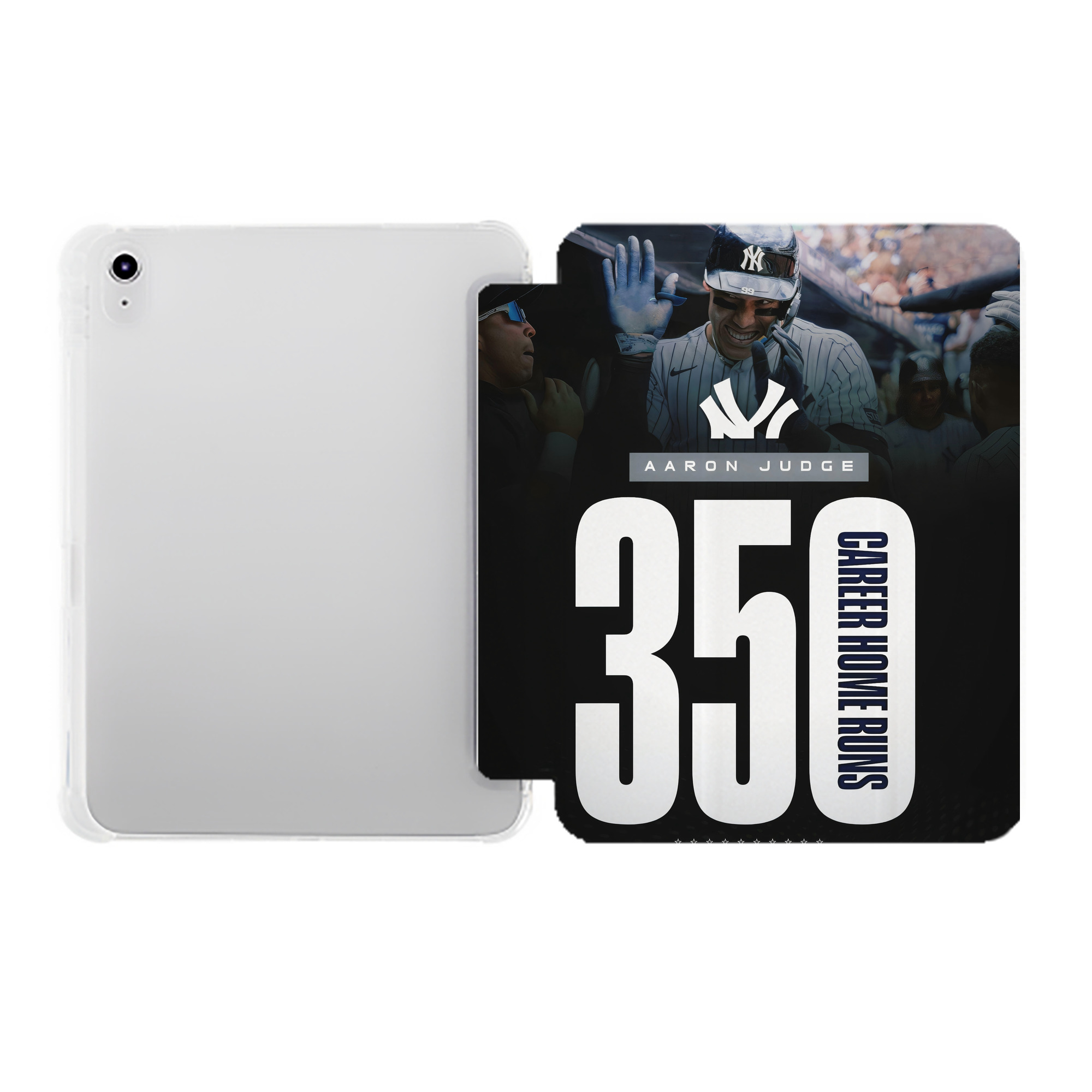 Aaron Judge's 350th Career Home Runs Premium Tri-Fold PU Leather & Silicone IPad Case With Pencil Slot – Fits 9.5,10.5,10.9 – Adjustable Stand, Slim, Protective